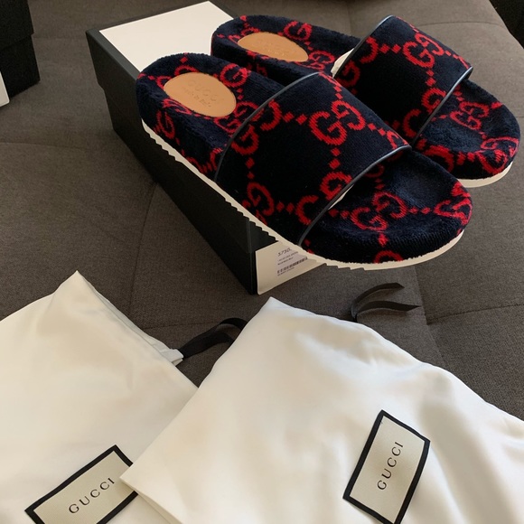 GUCCI Men’s GG terry cloth slide sandal SZ 9 - Picture 6 of 8